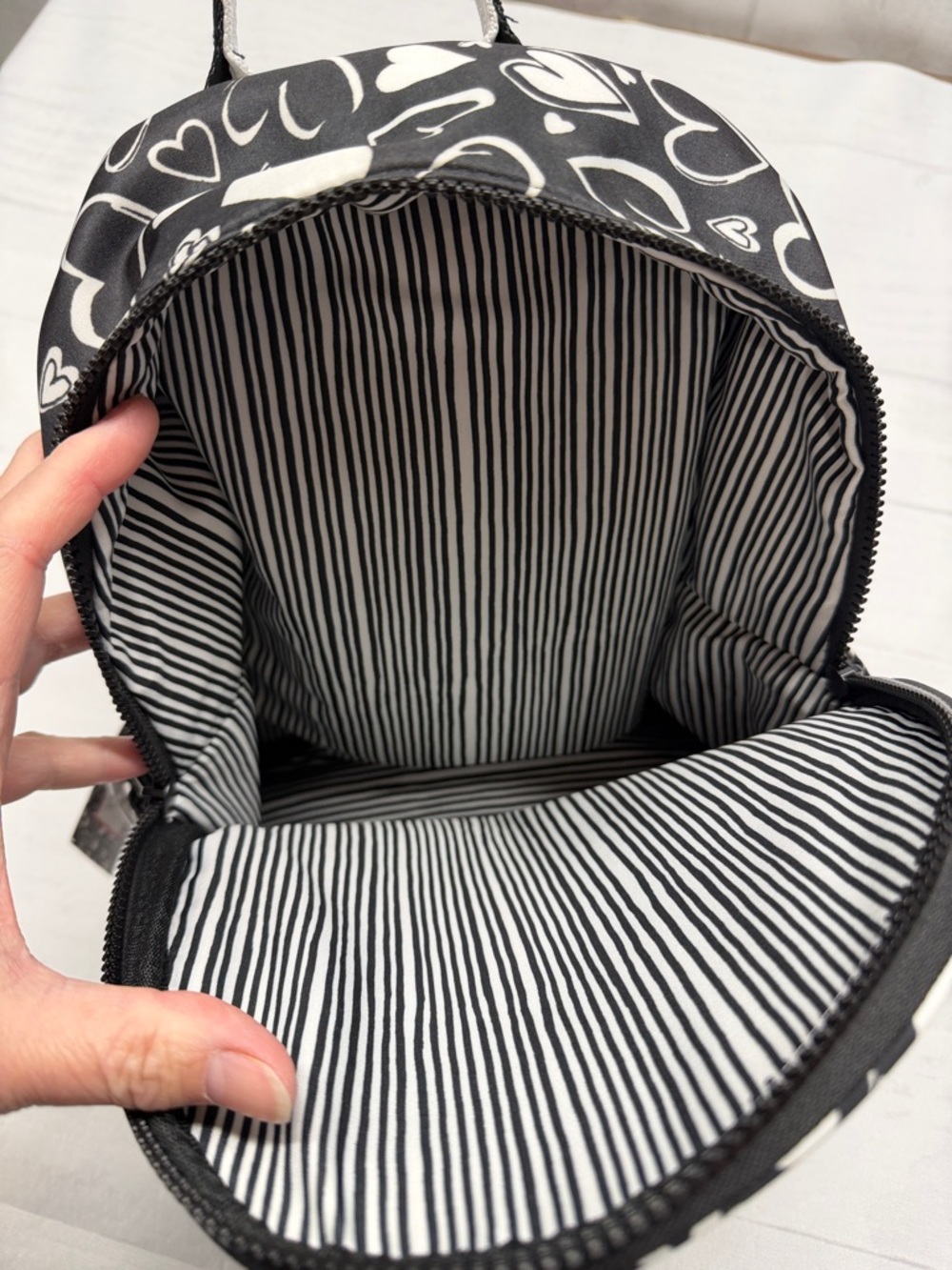 Brighton NWT Endless Love Black and White Heart Pattern Backpack - Picture 6 of 8